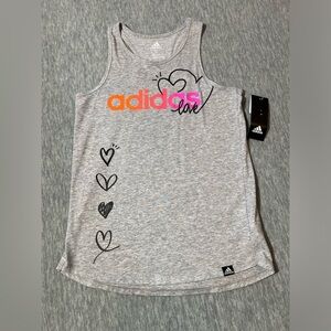 Adidas tulip tank top girls kids 14 love hearts graphic‎ colorful racerback new